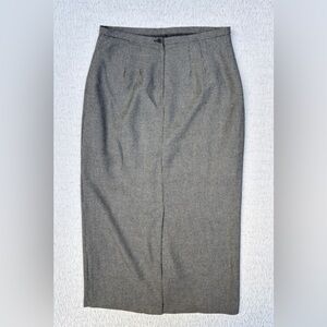 Vintage Gray Midi Pencil Skirt with small slit